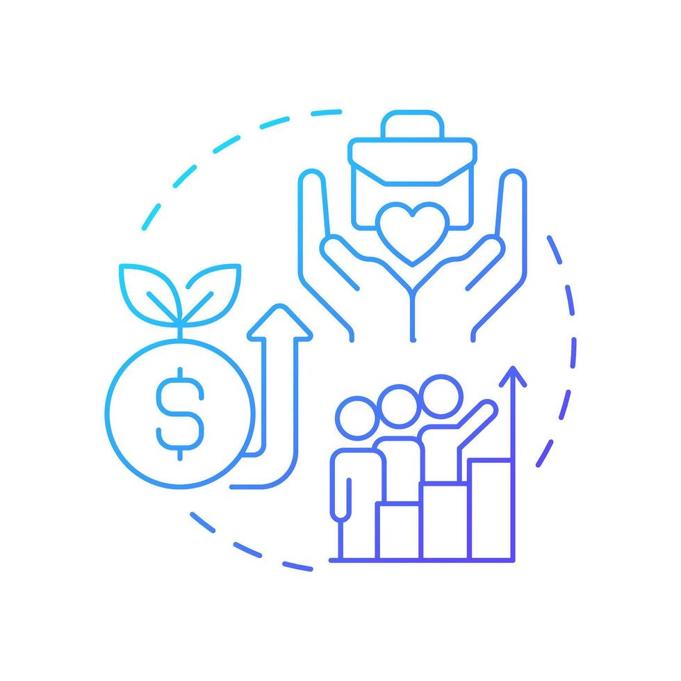 Decent work and economic growth blue gradient concept icon. Sustainable development. Round shape line illustration. Abstract idea. Graphic design. Easy to use in infographic, presentation vector