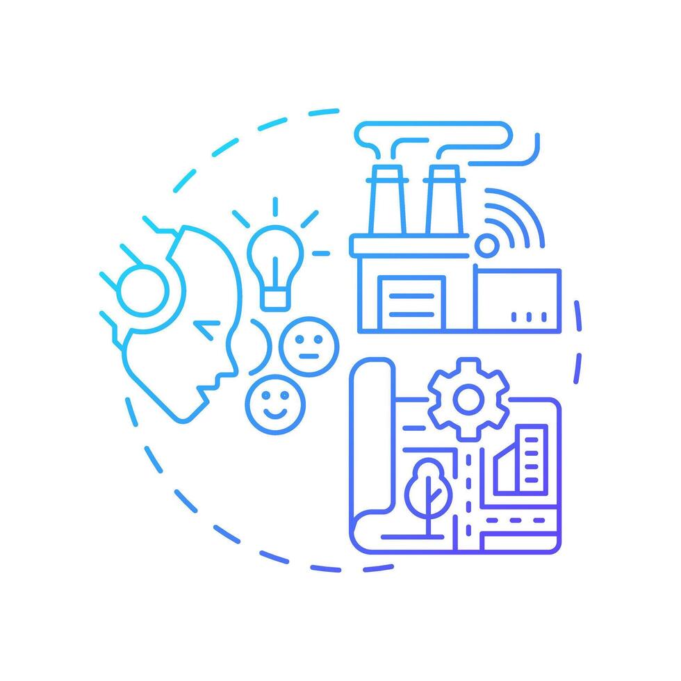 Industry, innovation and infrastructure blue gradient concept icon. Modern technology. Round shape line illustration. Abstract idea. Graphic design. Easy to use in infographic, presentation vector