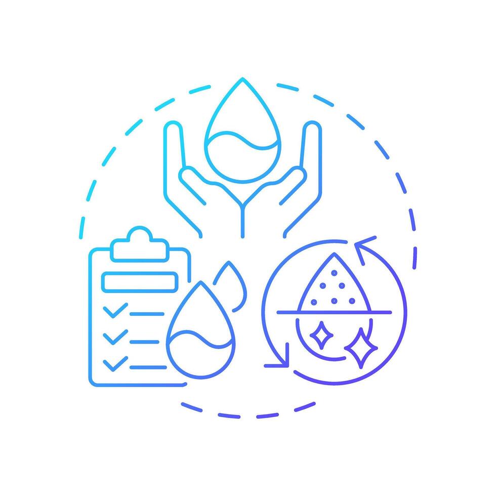 Clean water and sanitation blue gradient concept icon. Regulatory compliance, checklist. Round shape line illustration. Abstract idea. Graphic design. Easy to use in infographic, presentation vector