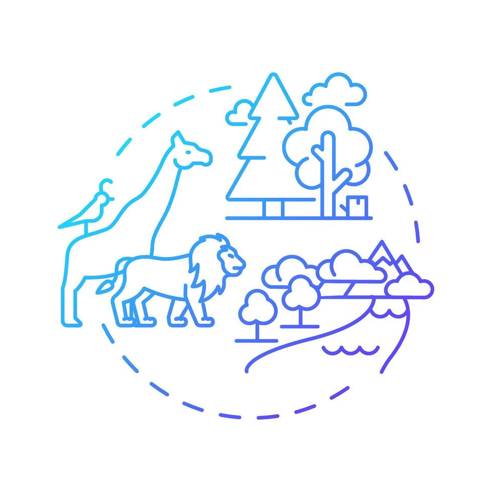 Life on land blue gradient concept icon. Forest animals, ecology. Mammals, wildlife. Round shape line illustration. Abstract idea. Graphic design. Easy to use in infographic, presentation vector