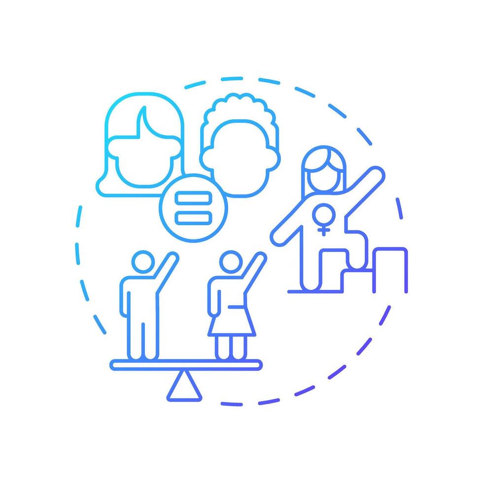 Gender equality blue gradient concept icon. Social justice, inclusion. Society balance. Round shape line illustration. Abstract idea. Graphic design. Easy to use in infographic, presentation vector