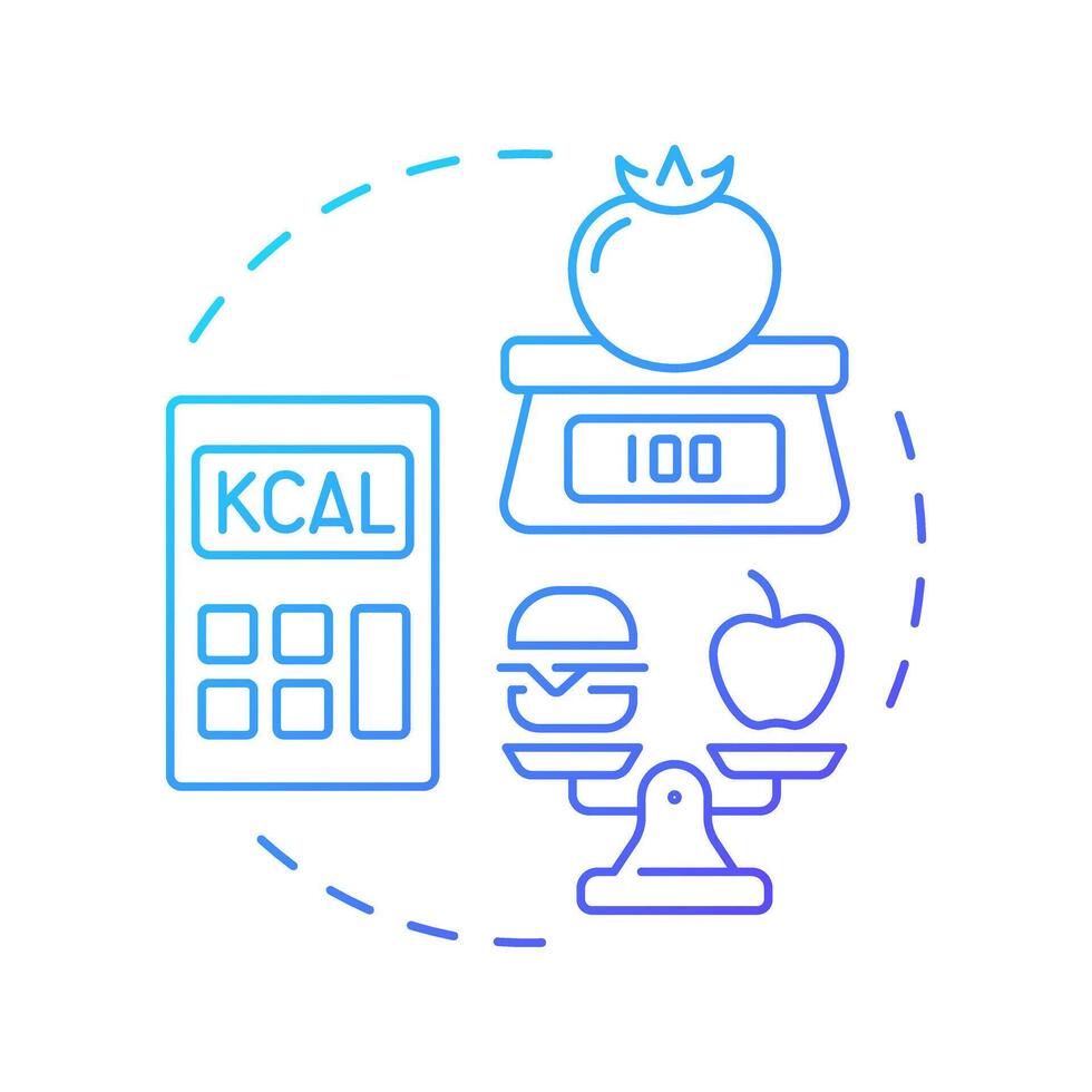 Cutting calories blue gradient concept icon. Meal control, food weight. Nutrition, healthcare. Round shape line illustration. Abstract idea. Graphic design. Easy to use in infographic, presentation vector