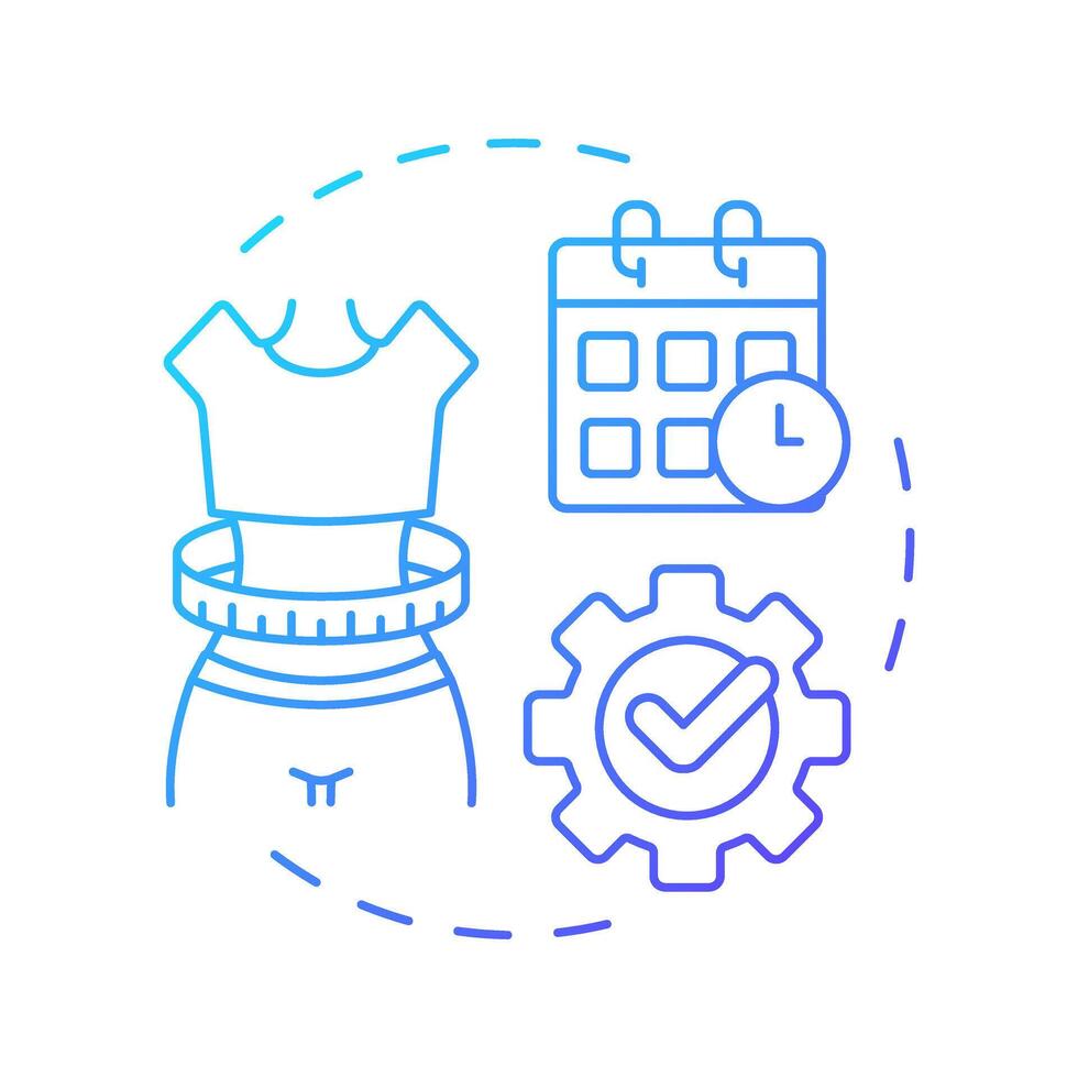 Active weight loss blue gradient concept icon. Waist size, measurement. Healthy lifestyle. Round shape line illustration. Abstract idea. Graphic design. Easy to use in infographic, presentation vector