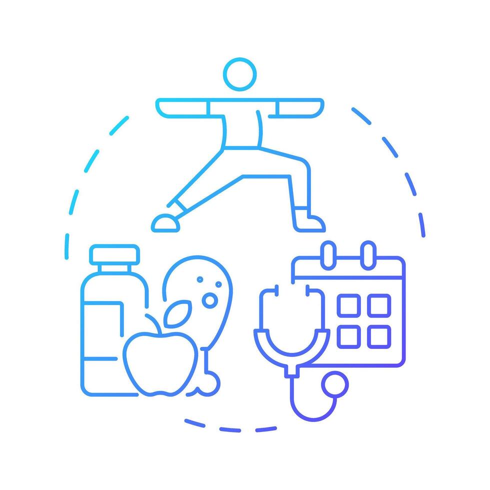 Weight maintenance blue gradient concept icon. Healthy lifestyle. Nutrition management, schedule. Round shape line illustration. Abstract idea. Graphic design. Easy to use in infographic, presentation vector