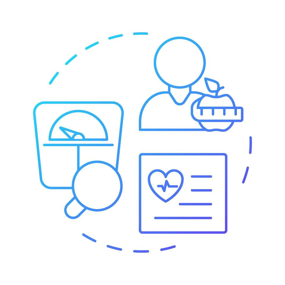 Assess blue gradient concept icon. Weight control, management. Health care, diagnosis. Round shape line illustration. Abstract idea. Graphic design. Easy to use in infographic, presentation vector