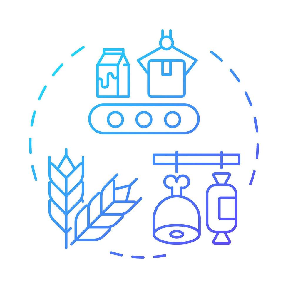 Food systems blue gradient concept icon. Production technology, supply chain. Conveyor belt. Round shape line illustration. Abstract idea. Graphic design. Easy to use in infographic, presentation vector