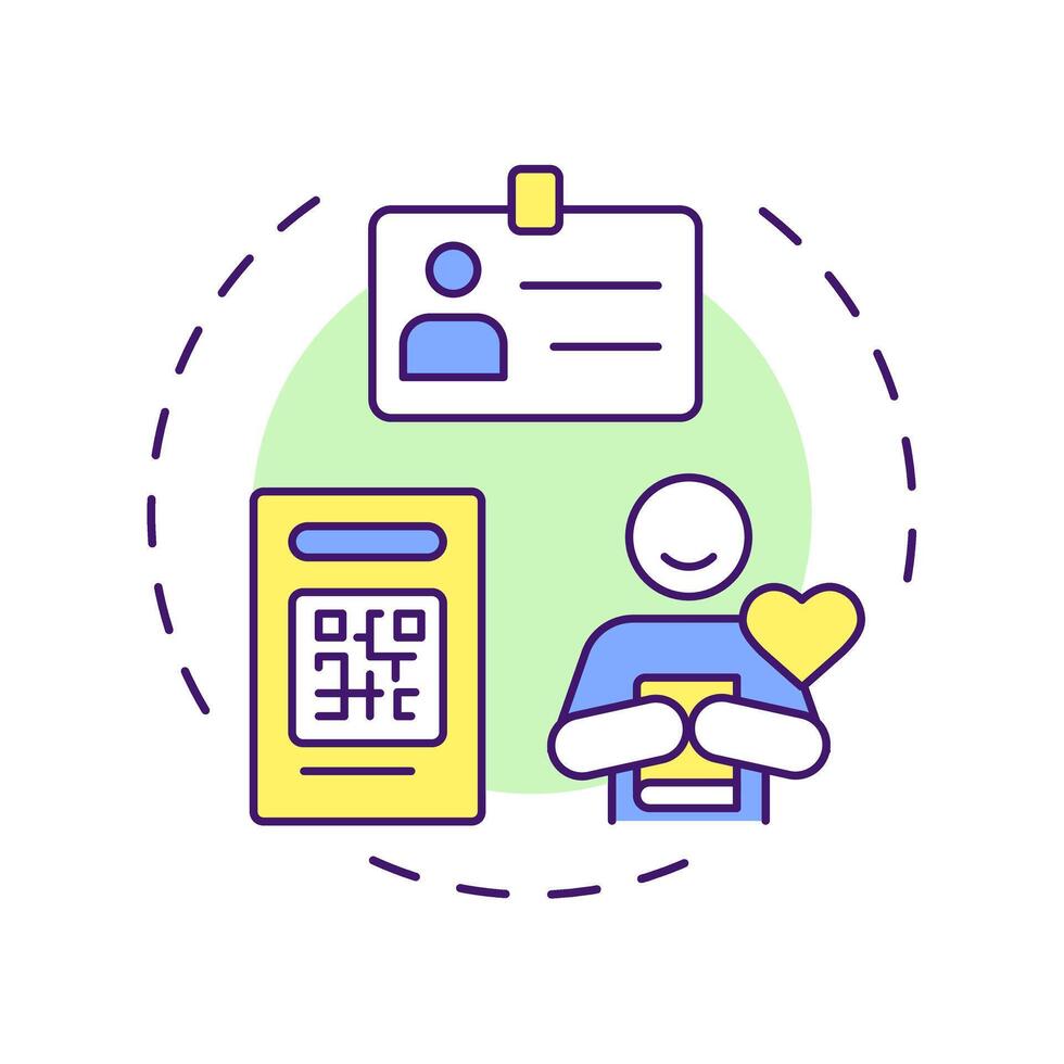 Visitor badge systems multi color concept icon. Modern technology, access management. Round shape line illustration. Abstract idea. Graphic design. Easy to use in infographic, presentation vector