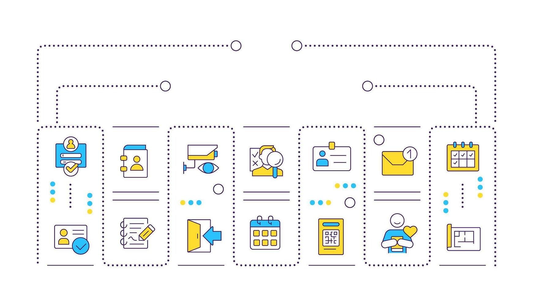 VMS word concept isolated on white. Scheduling system, verification technology. Personnel tracking. Creative illustration banner surrounded by editable line colorful icons vector