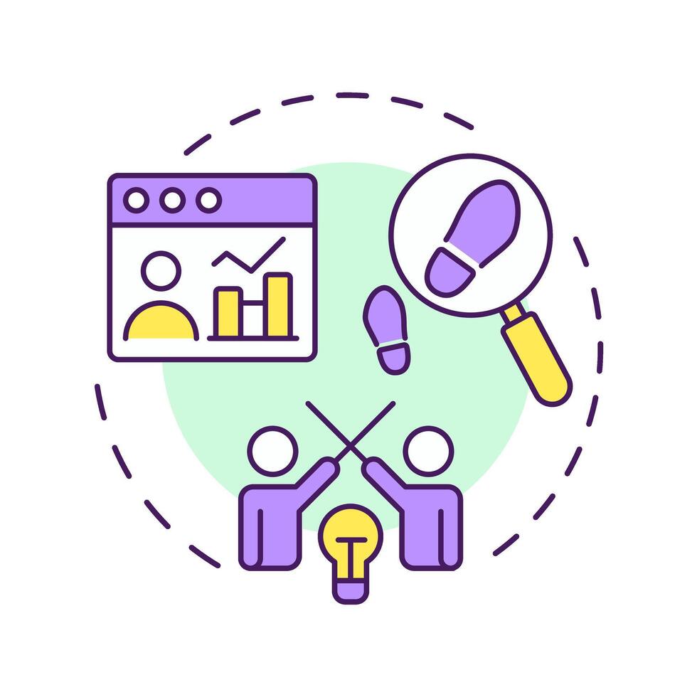 Competitor analysis multi color concept icon. Swot research. Business, statistics. Round shape line illustration. Abstract idea. Graphic design. Easy to use in infographic, presentation vector
