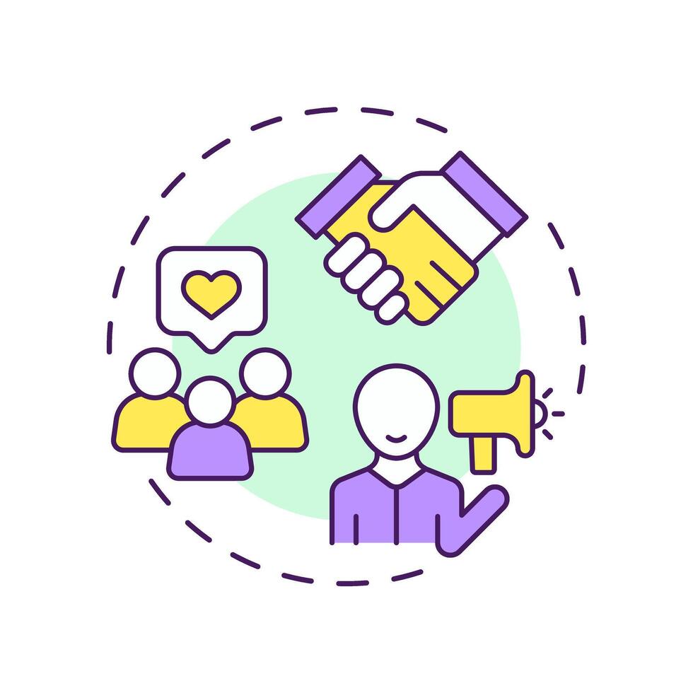 Influencer identification multi color concept icon. Social media, communication. Round shape line illustration. Abstract idea. Graphic design. Easy to use in infographic, presentation vector
