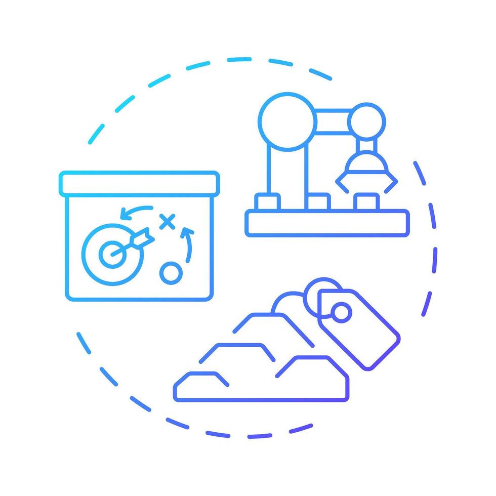 Material requirements planning blue gradient concept icon. MRP in manufacturing regulation. Inventory management. Round shape line illustration. Abstract idea. Graphic design. Easy to use in article vector