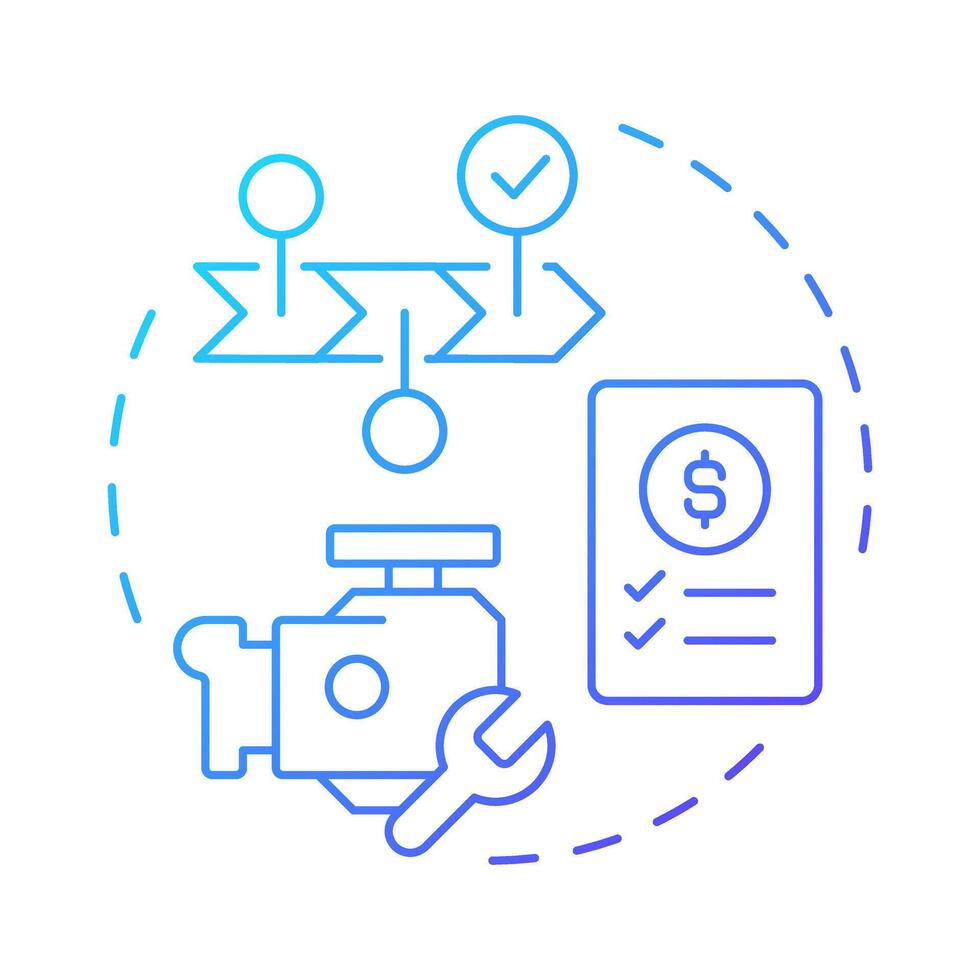 Manufacturing resource planning blue gradient concept icon. Efficient management of manufacturing processes. Round shape line illustration. Abstract idea. Graphic design. Easy to use in booklet vector
