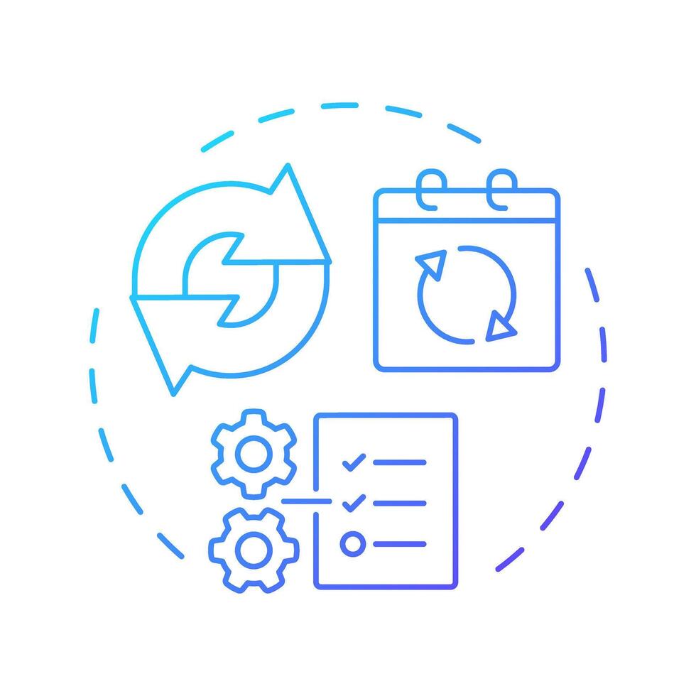 Changes to planned orders blue gradient concept icon. Modifications in original production schedules. MRP output. Round shape line illustration. Abstract idea. Graphic design. Easy to use in article vector