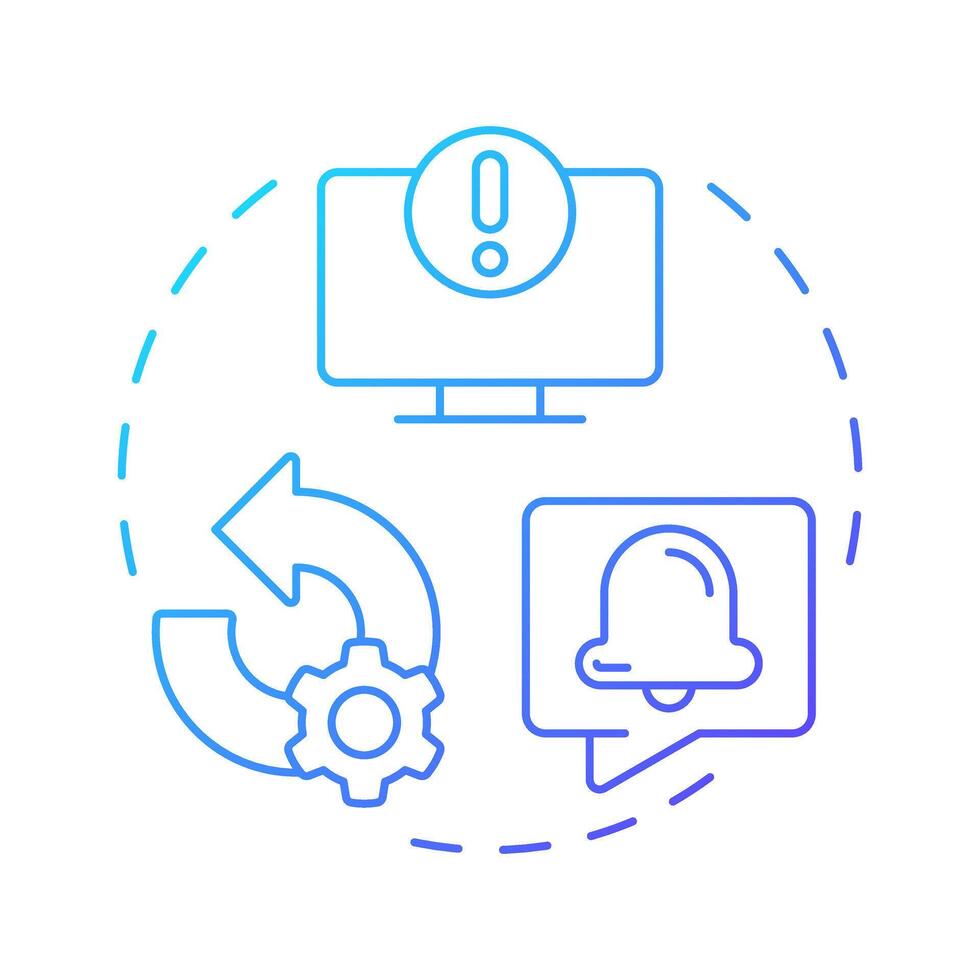 Exception reports blue gradient concept icon. Discrepancies between planned and actual performance. MRP output. Round shape line illustration. Abstract idea. Graphic design. Easy to use in booklet vector