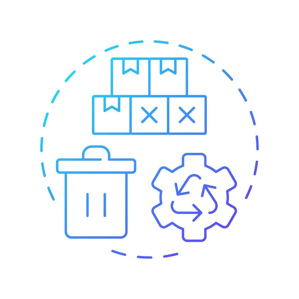 Minimizes inventory footprint blue gradient concept icon. Reduction in scrap and waste. Benefit of MRP II. Round shape line illustration. Abstract idea. Graphic design. Easy to use in article vector