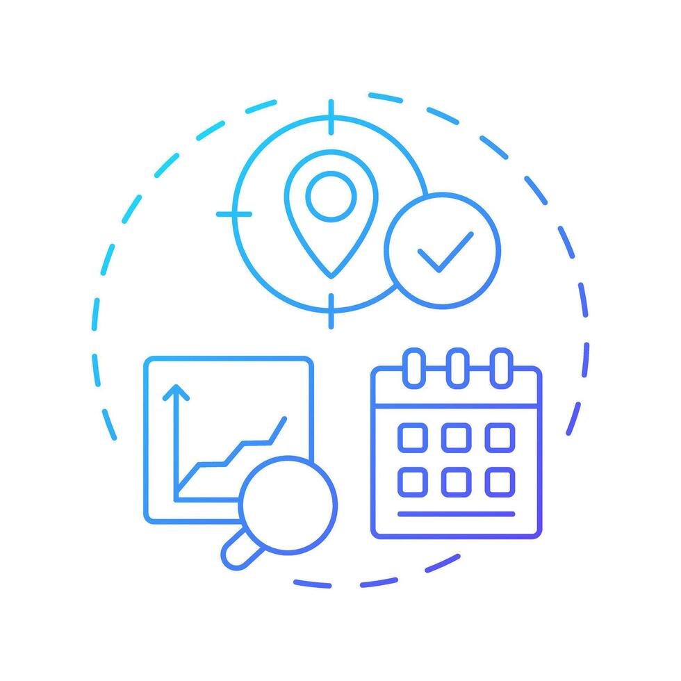 Forecast based planning blue gradient concept icon. Statistical models. SAP regulation with consumption analytics. Round shape line illustration. Abstract idea. Graphic design. Easy to use in booklet vector