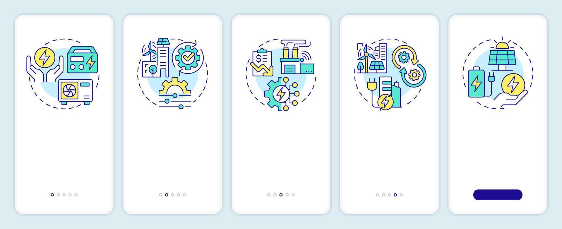 EMS applications onboarding mobile app screen. Walkthrough 5 steps editable graphic instructions with linear concepts. UI, UX, GUI template vector