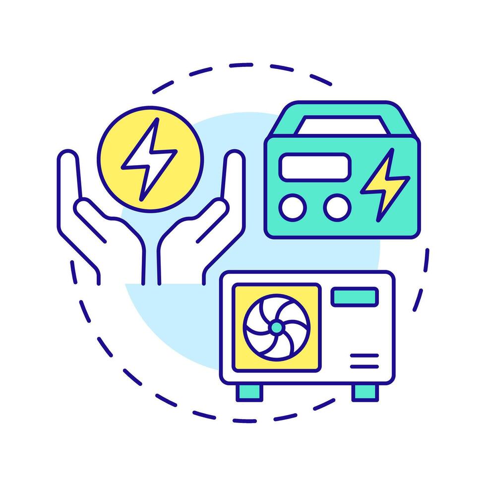 HEMS multi color concept icon. Home energy management system. Power consumption. Round shape line illustration. Abstract idea. Graphic design. Easy to use in infographic, presentation vector