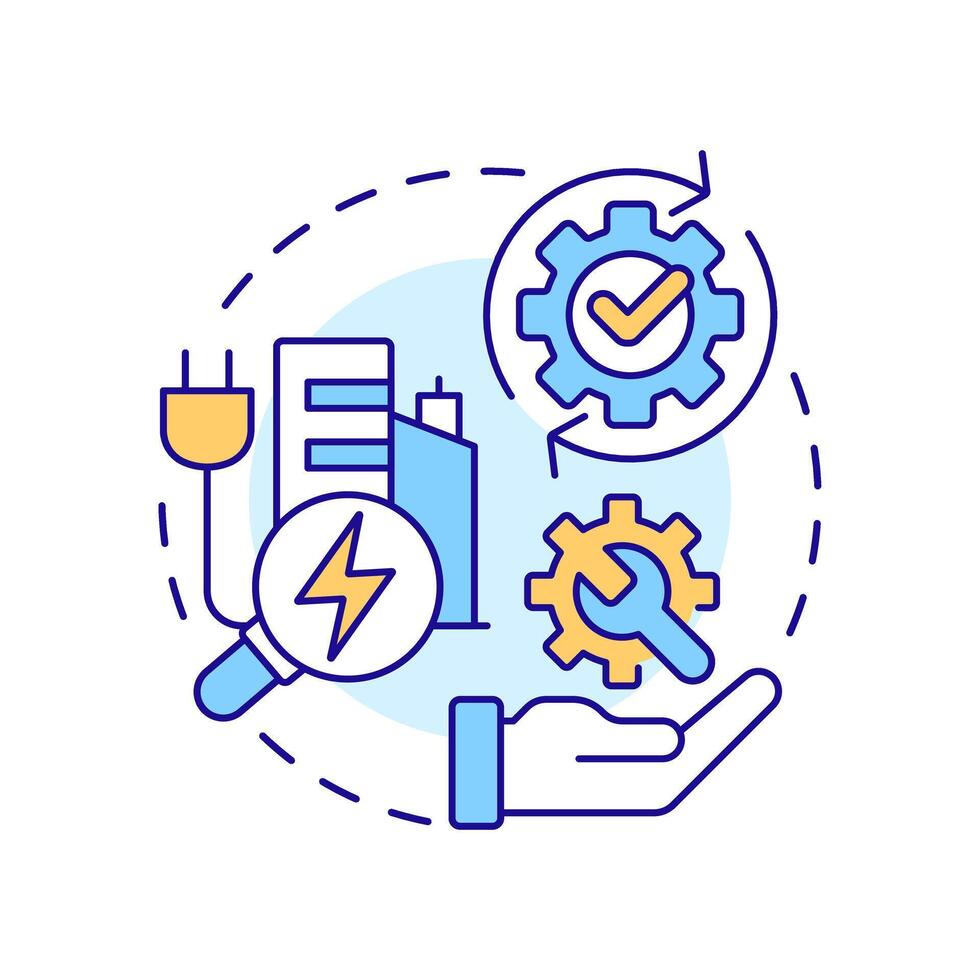 Continuous updates EMS multi color concept icon. Urban electrification, energy management. Round shape line illustration. Abstract idea. Graphic design. Easy to use in infographic, presentation vector
