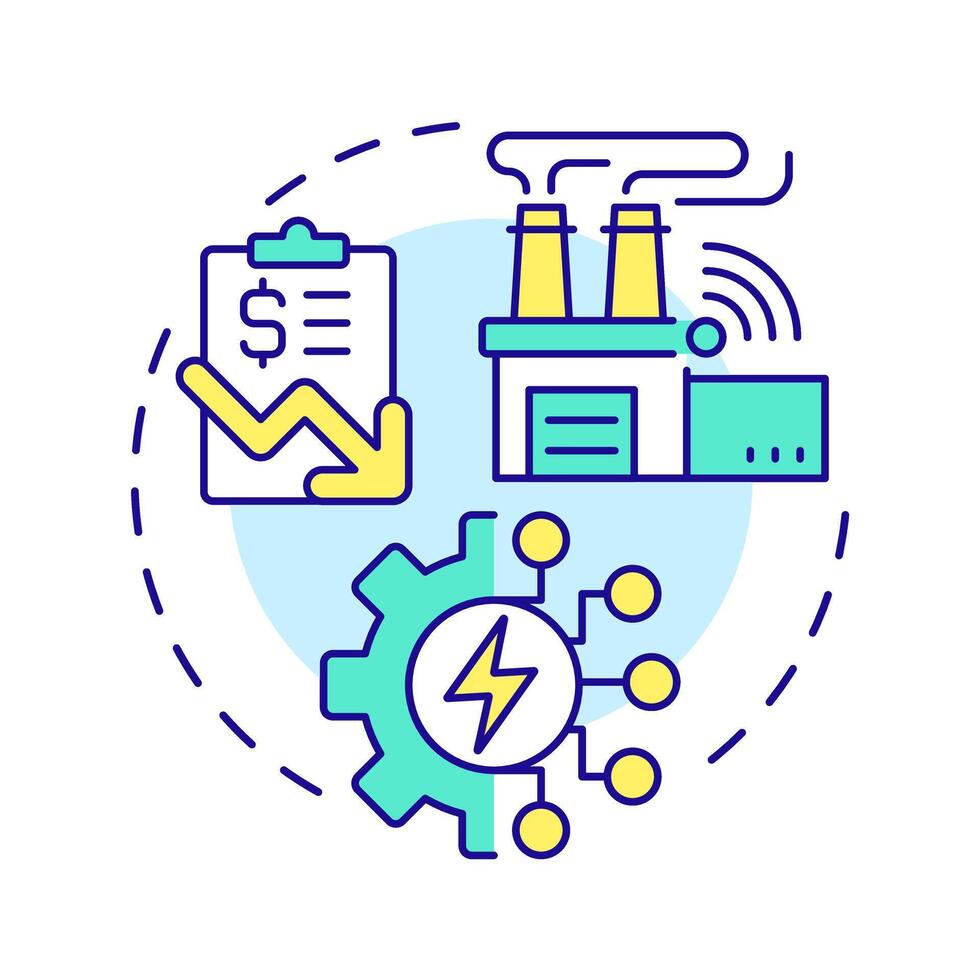 IEMS multi color concept icon. Industrial energy management. Factory electrification. Round shape line illustration. Abstract idea. Graphic design. Easy to use in infographic, presentation vector