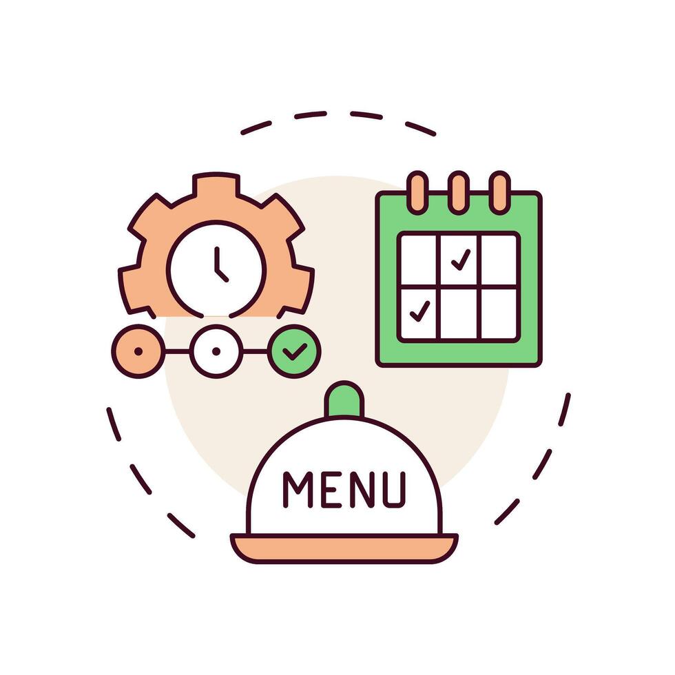Recipe costing multi color concept icon. Calculating expenses for dishes cooking. Menu engineering. Round shape line illustration. Abstract idea. Graphic design. Easy to use in presentation vector