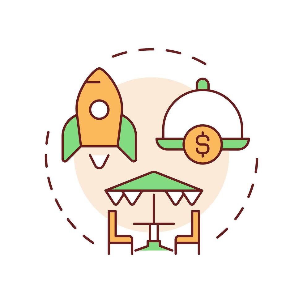 Restaurant labor costs multi color concept icon. Staff wages regulation strategy. Operational expenses. Round shape line illustration. Abstract idea. Graphic design. Easy to use in presentation vector