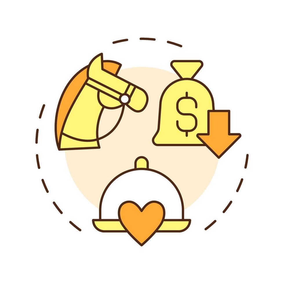 Puzzles dishes multi color concept icon. High profit with low popularity. Menu engineering matrix. Round shape line illustration. Abstract idea. Graphic design. Easy to use in presentation vector