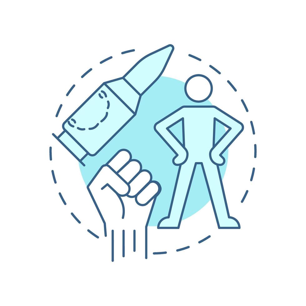 Bite the bullet soft blue concept icon. Task management, decision making. Will power. Round shape line illustration. Abstract idea. Graphic design. Easy to use in infographic, presentation vector