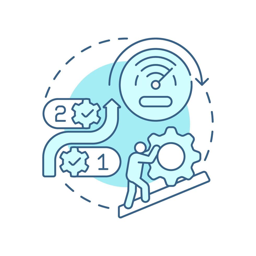 Move the needle soft blue concept icon. Business performance, progress. Workflow, management. Round shape line illustration. Abstract idea. Graphic design. Easy to use in infographic vector