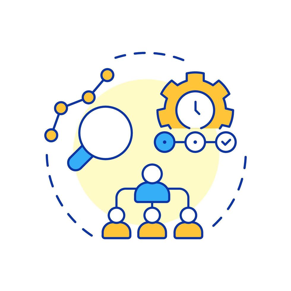 Middle managers multi color concept icon. Bridge between top and frontline in organization. Corporate role. Round shape line illustration. Abstract idea. Graphic design. Easy to use in booklet vector