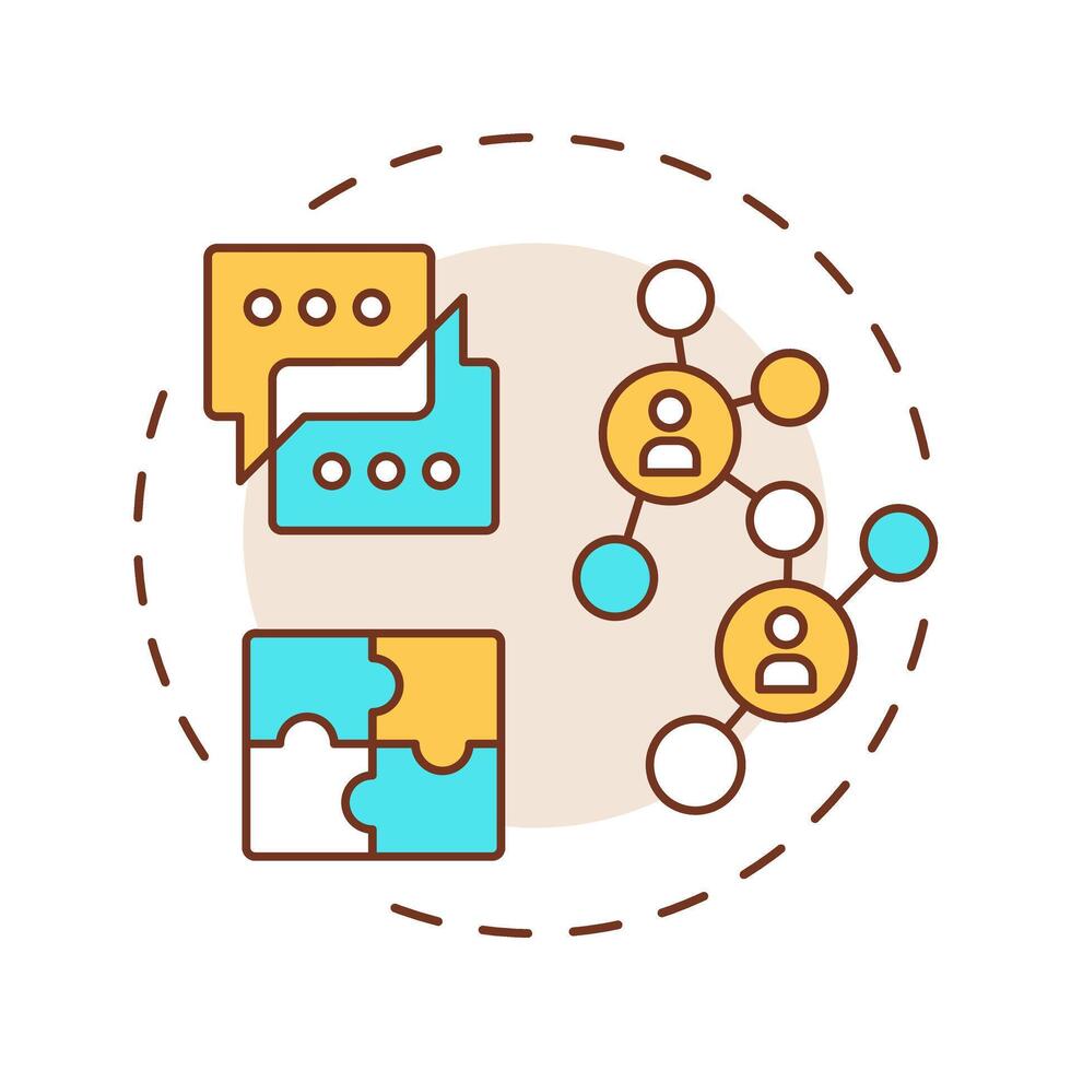 Communication multi color concept icon. Correct conveying information to team members. Line manager skill. Round shape line illustration. Abstract idea. Graphic design. Easy to use in booklet vector