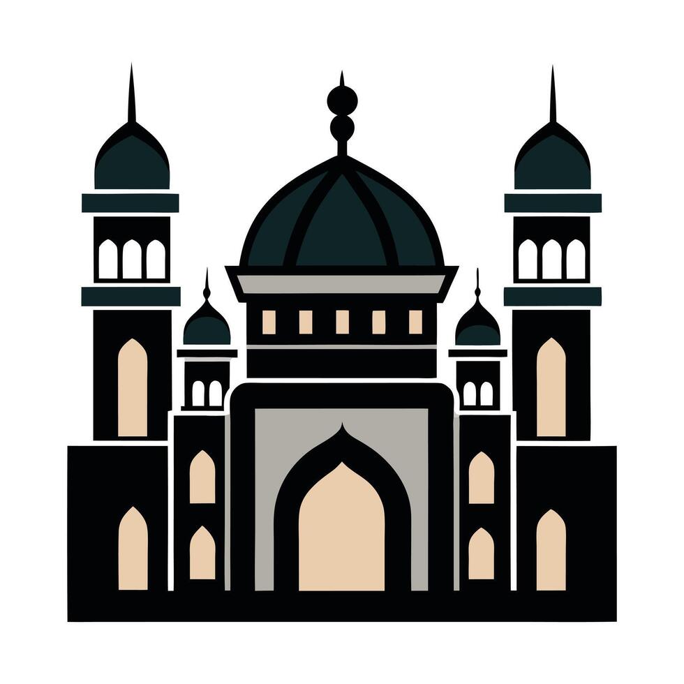 A stylized, black silhouette of a mosque. vector