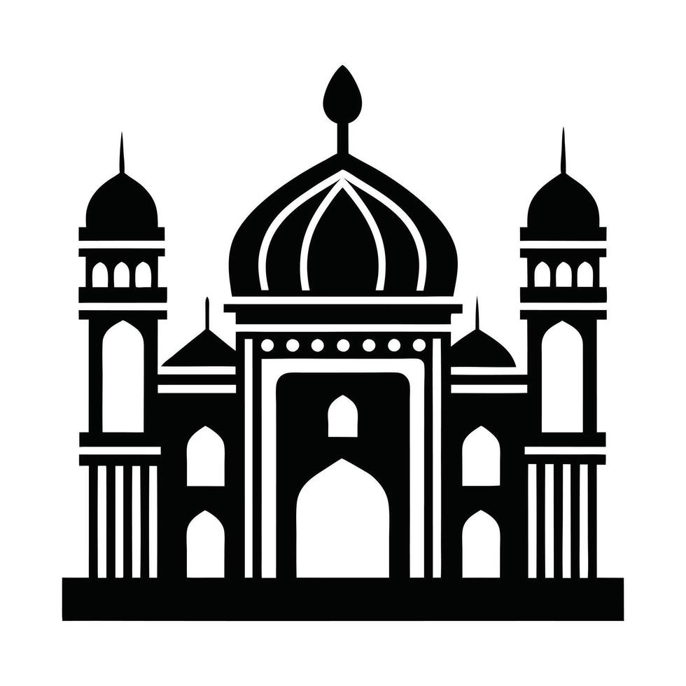 silhouette of a mosque, perfect for religious icons or backgrounds. vector