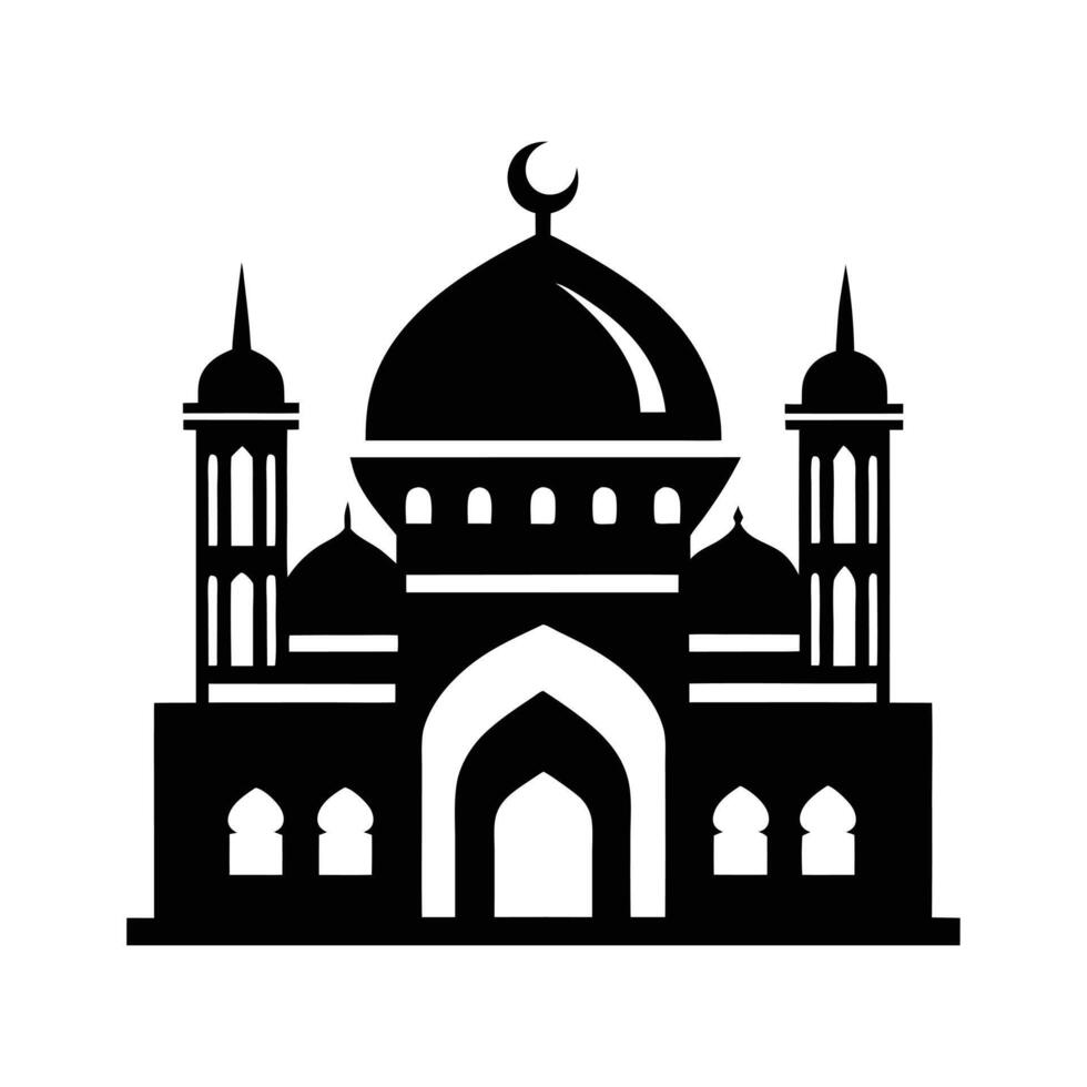 A stylized, outline illustration of a mosque, perfect for use in religious contexts, tourism promotions, or educational materials. vector