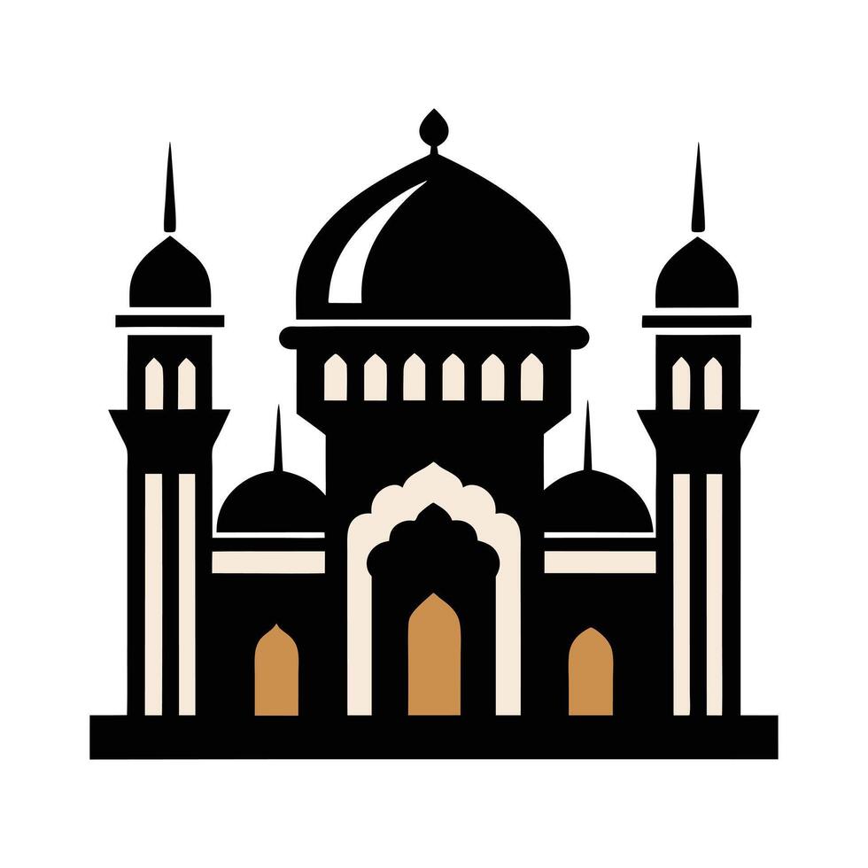 A stylized, outlined graphic of a mosque. vector