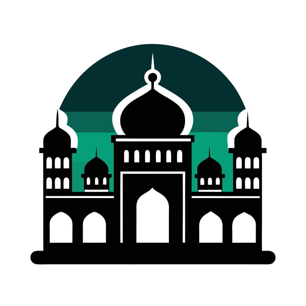 Simple black and white silhouette of black silhouette of a mosque vector