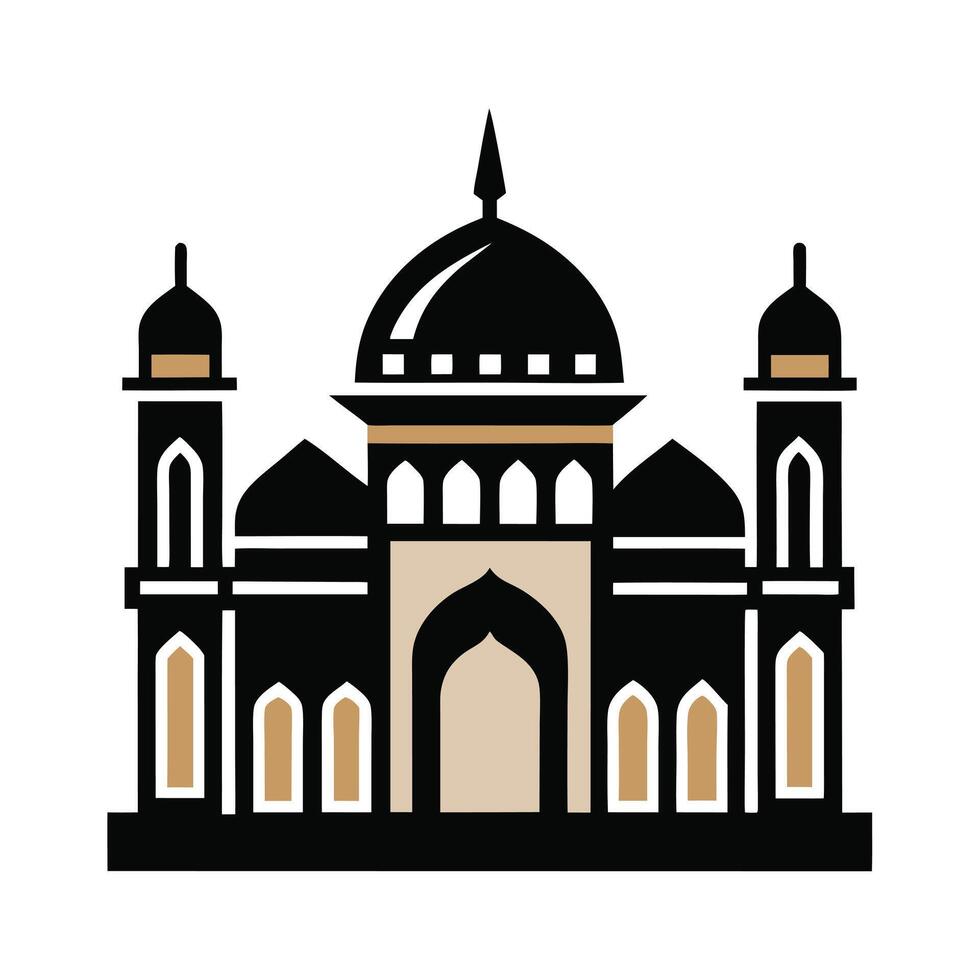 Silhouette of a Mosque, Ideal for Islamic Culture and Faith-Related Projects. vector