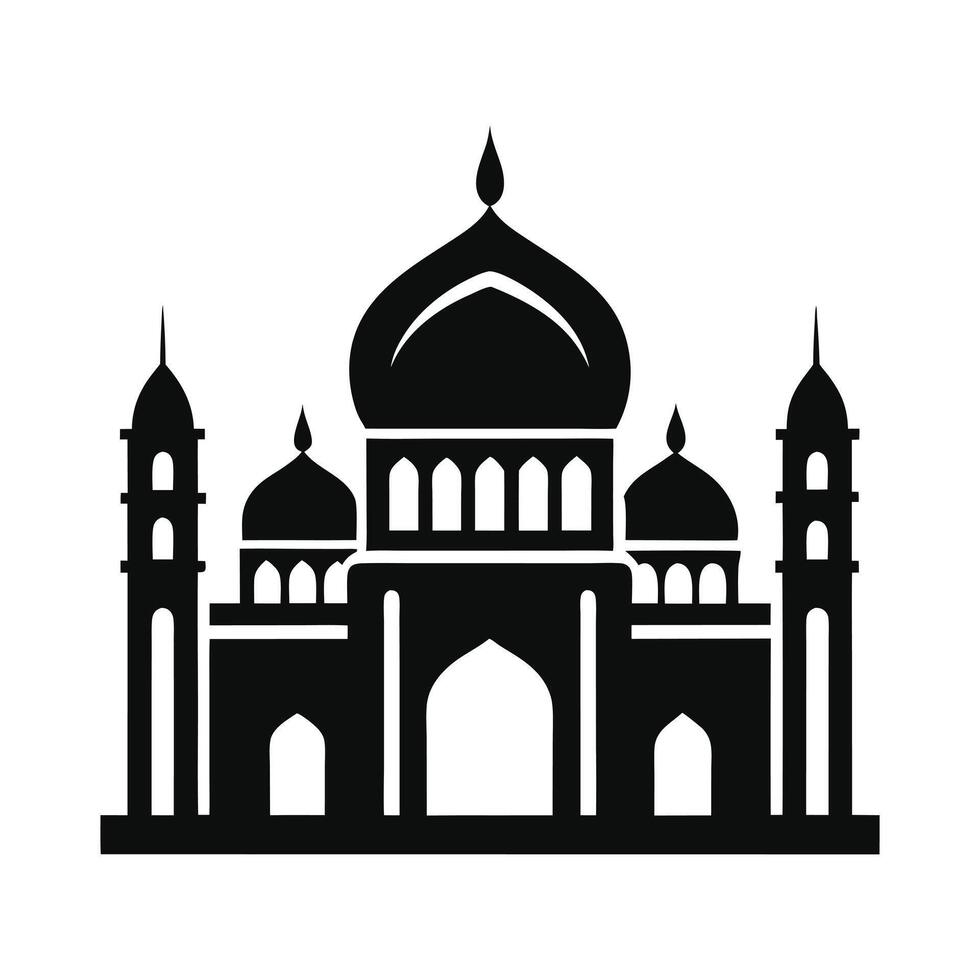 A stylized, black and orange silhouette of a mosque. vector