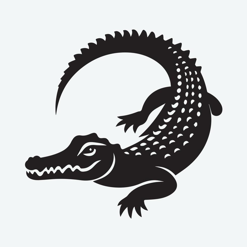 Powerful Silhouette of a Croc in Aggressive Pose vector