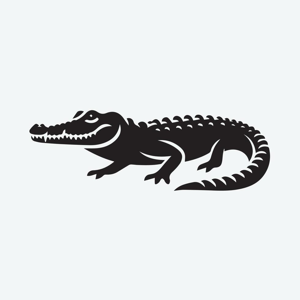 Majestic Crocodiles in a Tropical Paradise Silhouette vector