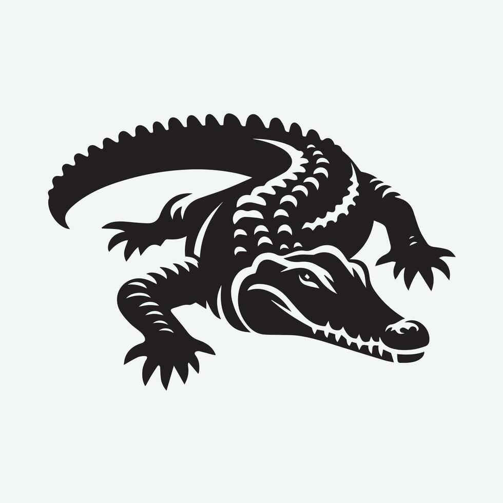 Bold Silhouette of a Crocodile in Circular Design vector