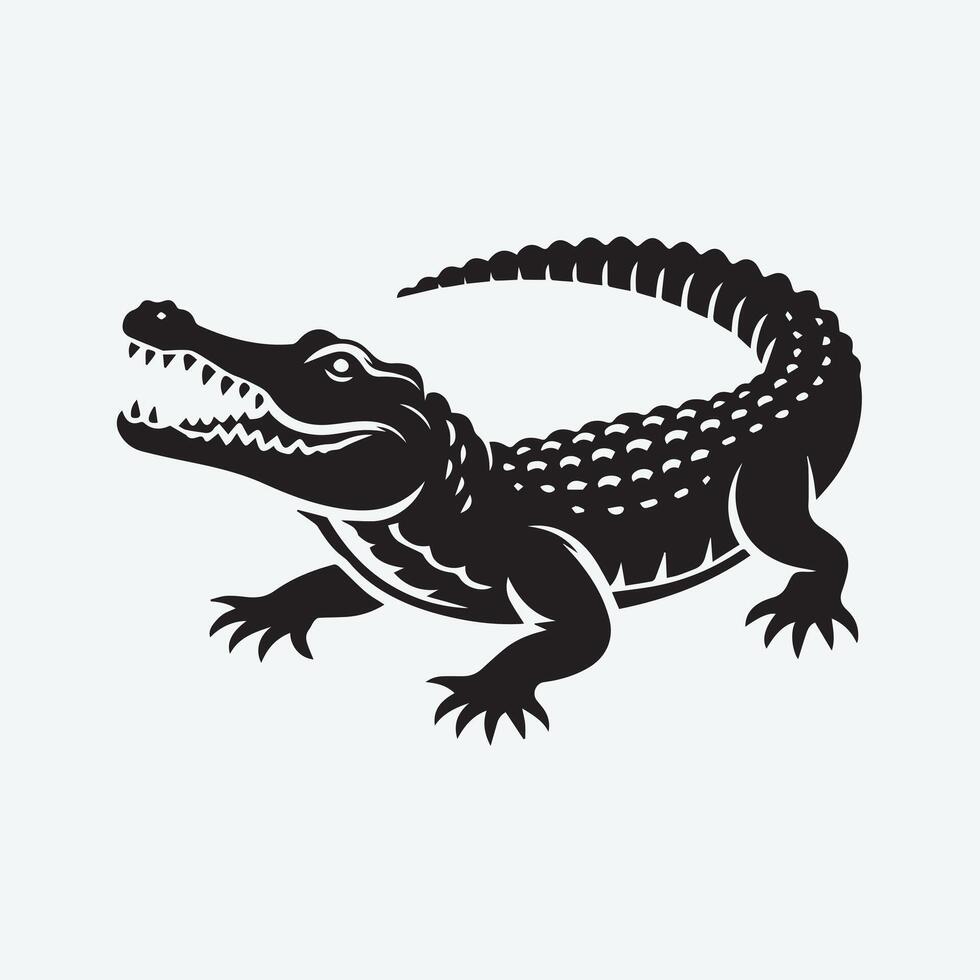 Majestic Crocodile at Night in a Tropical Paradise vector