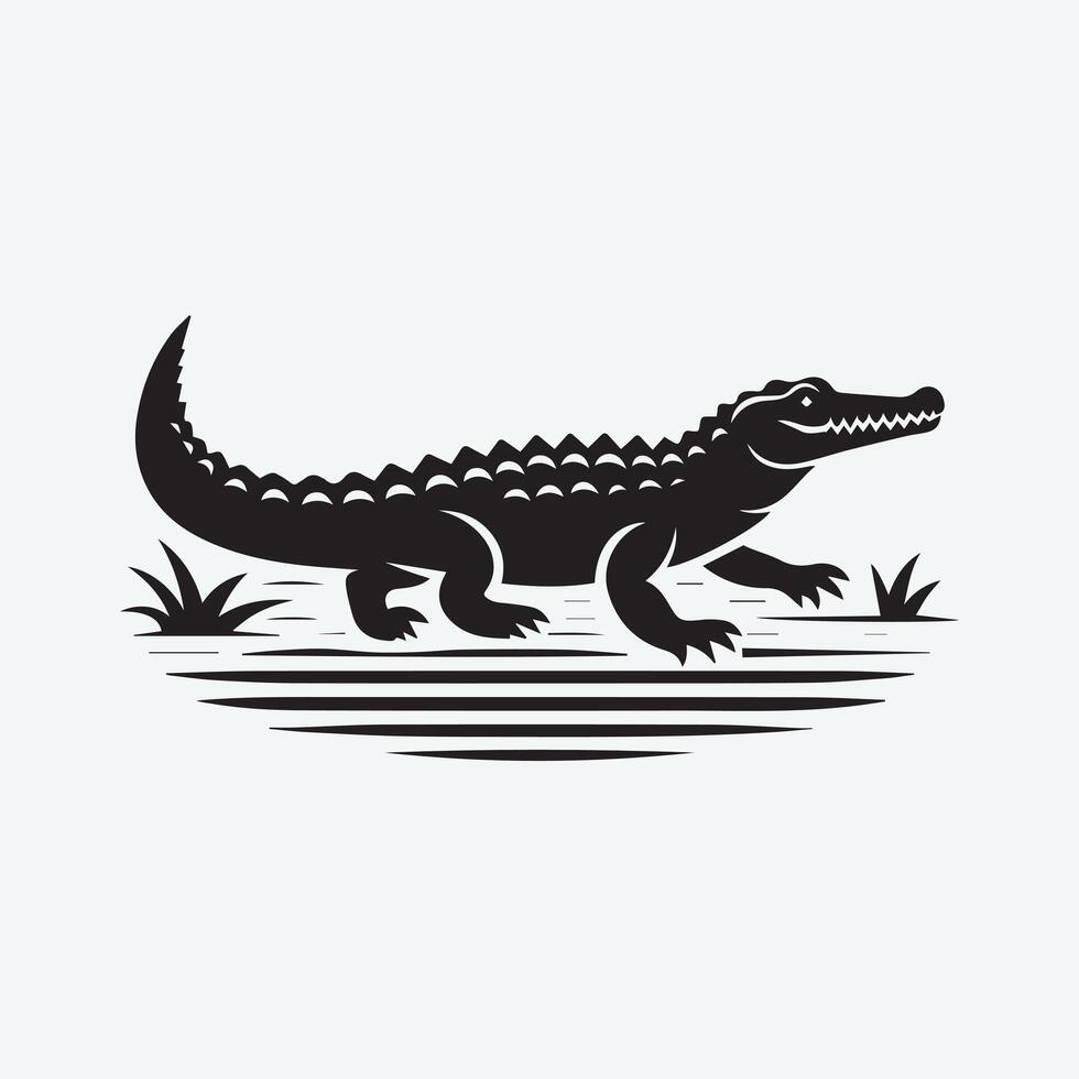 Bold Silhouette of a Fierce Crocodile vector