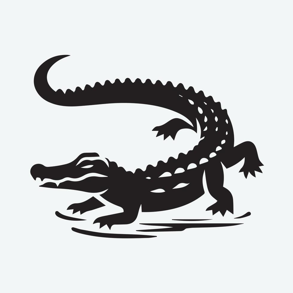 Powerful Crocodile Silhouette in Classic Style vector