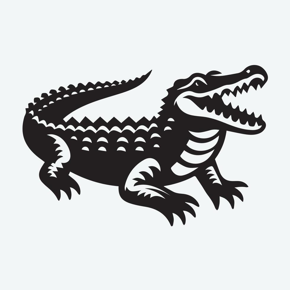 Powerful Silhouette of a Crocodile vector