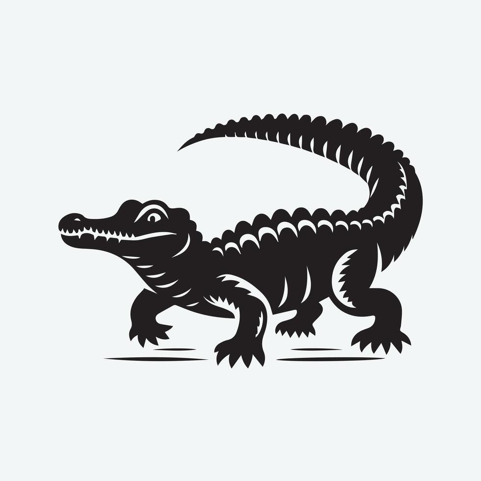 Illustration of a Cute, Stylized Alligator vector