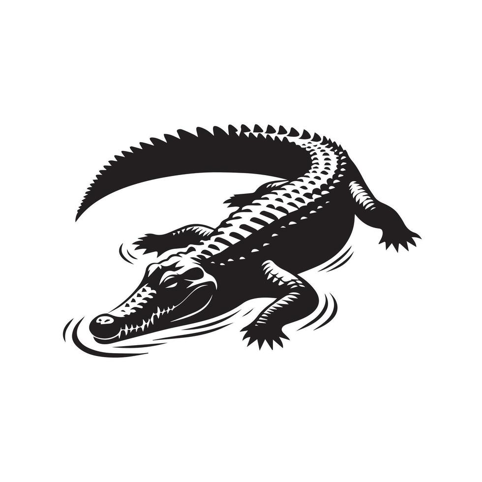 A Majestic Crocodile on a Tropical Island at Dusk vector