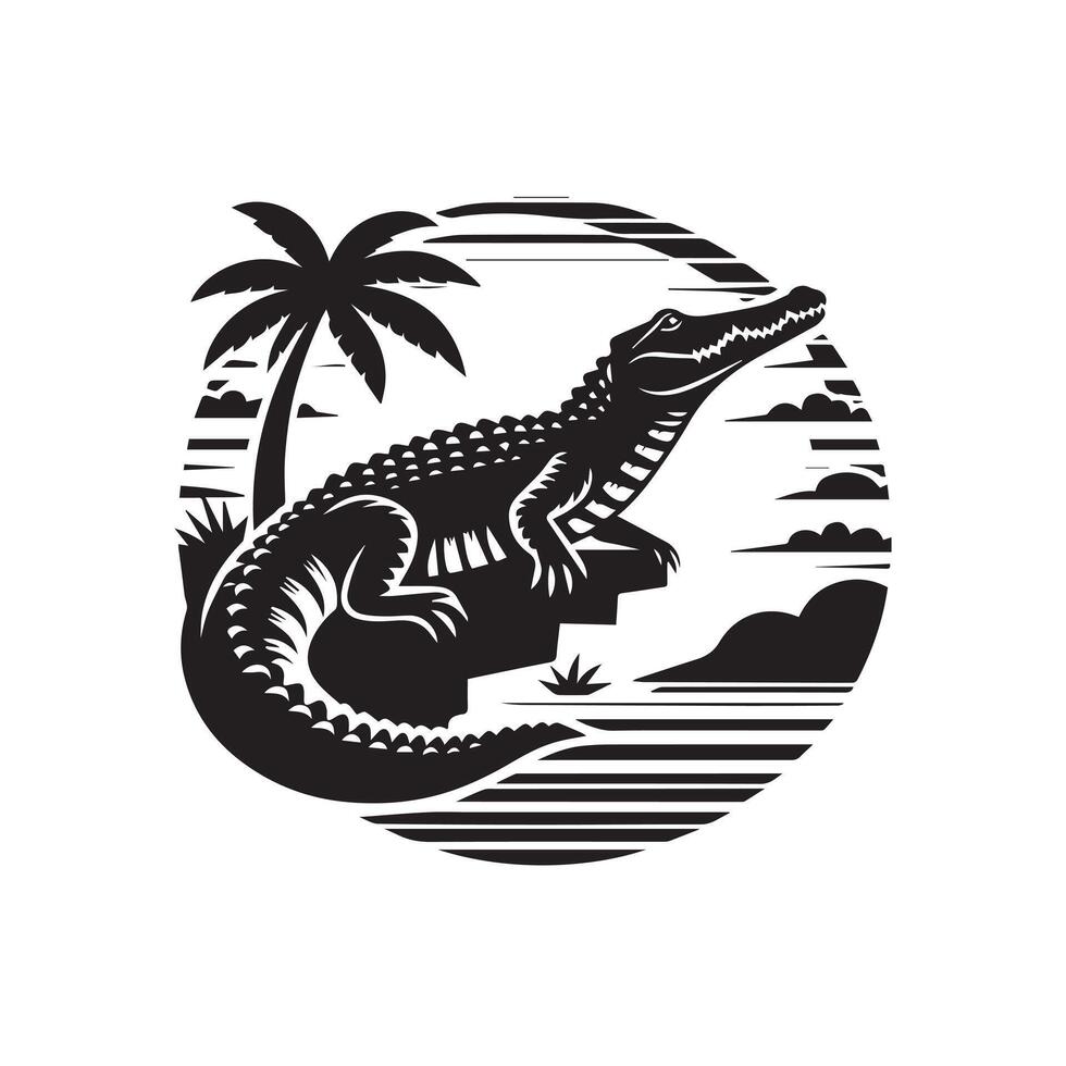 Bold Illustration of a Profile Alligator vector