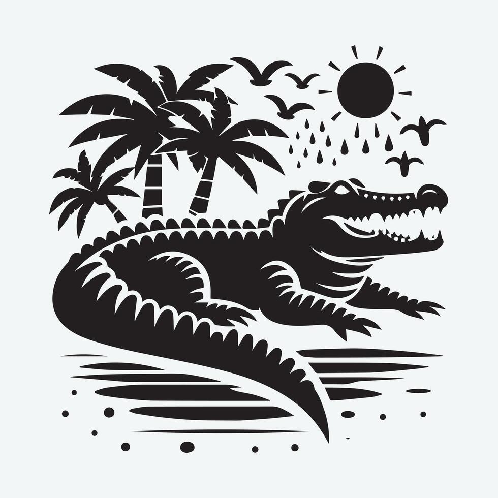 Bold Alligator Silhouette in a Graphic Style vector