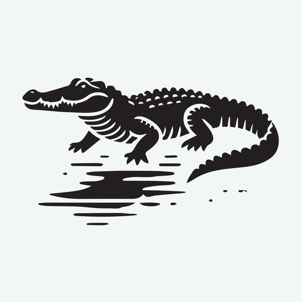 Majestic Crocodile on a Tropical Island at Night vector